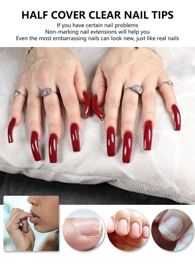 Yokilly Clear Coffin Nails Tips 550Pcs Long C Curved Nail Tips For Acrylic Nails Professional Half Cover Square Soft Gel Fake Nail Tips For Dip Powder Nail Salons And Diy Nail Art - Image 4