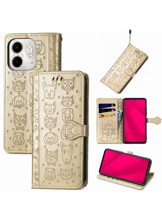 S-TOP Case For Infinix Smart 9 Cat and Dog Embossed Leather Phone Case - Image 1