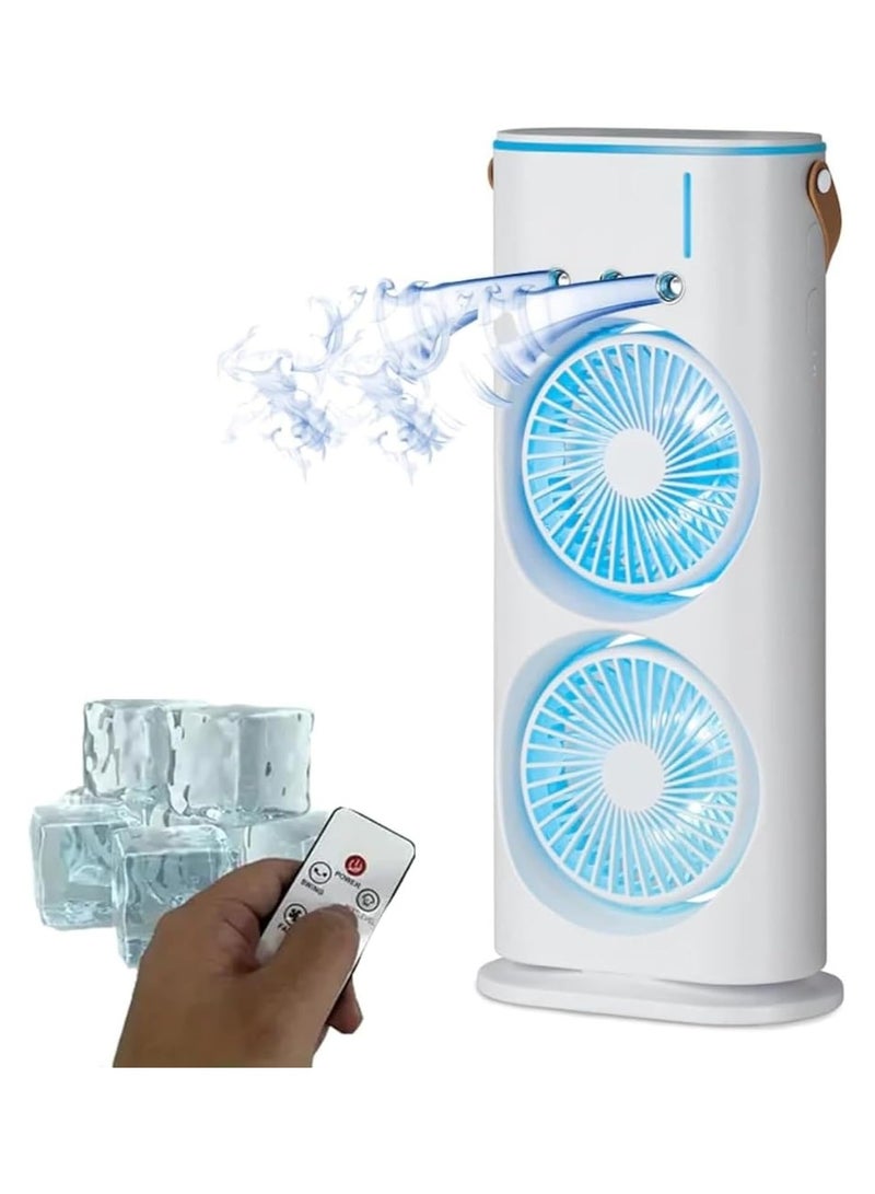 DubaiGallery Mini Air Cooler Double Fan, Spray FAN Portable Humidifier Double Fan AIR Conditioner With 2 FAN, Mini Air Cooler, 280ml Mini Evaporation Air Cooler - Image 1