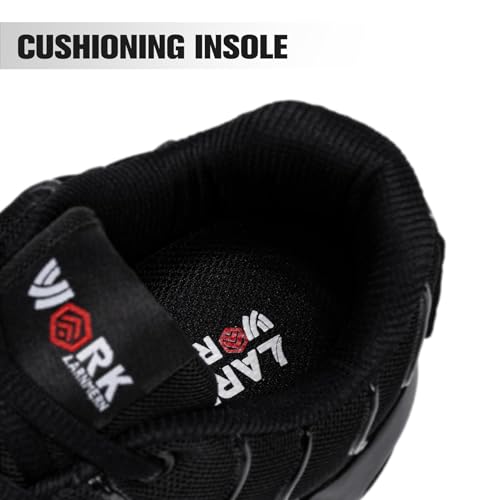 DYKHMILY Steel Toe Sneakers for Men Wide Air Cushion Work Shoes Puncture Proof Lightweight Safety Sneakers Breathable Slip Resistant Steel Toe Tennis Shoe Comfort(8.5 Wide,Black,LSE31270) - Image 4