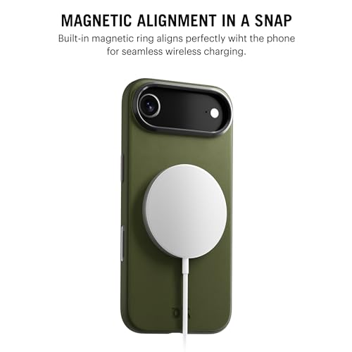 DailyObjects حافظة DailyObjects من الجلد الصناعي متوافقة مع شحن MagSafe اللاسلكي لجهاز iPhone Air | غطاء خلفي مغناطيسي هجين باللون الأخضر الزيتوني - Image 2