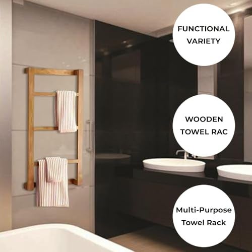 Indigo Interiors Sheesham Wood Towel Rack | Holder for Bathroom | Stand/Hanger - Image 3