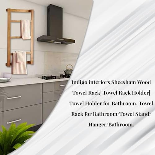 Indigo Interiors Sheesham Wood Towel Rack | Holder for Bathroom | Stand/Hanger - Image 4
