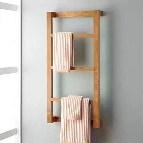 Indigo Interiors Sheesham Wood Towel Rack | Holder for Bathroom | Stand/Hanger - Image 2