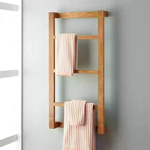 Indigo Interiors Sheesham Wood Towel Rack | Holder for Bathroom | Stand/Hanger - Image 1