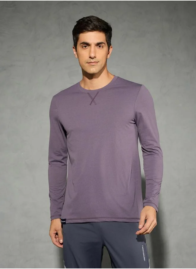 تكنوسبورت Technosport Solid Round Neck Long Sleeve T-Shirt