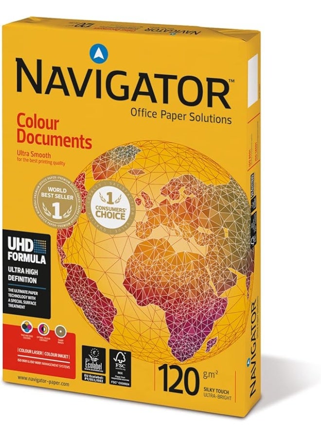 NAVIGATOR Nuco Colour Documents - A4 Colour Printer Paper, White, 120GSM, 250 Sheets - Image 1