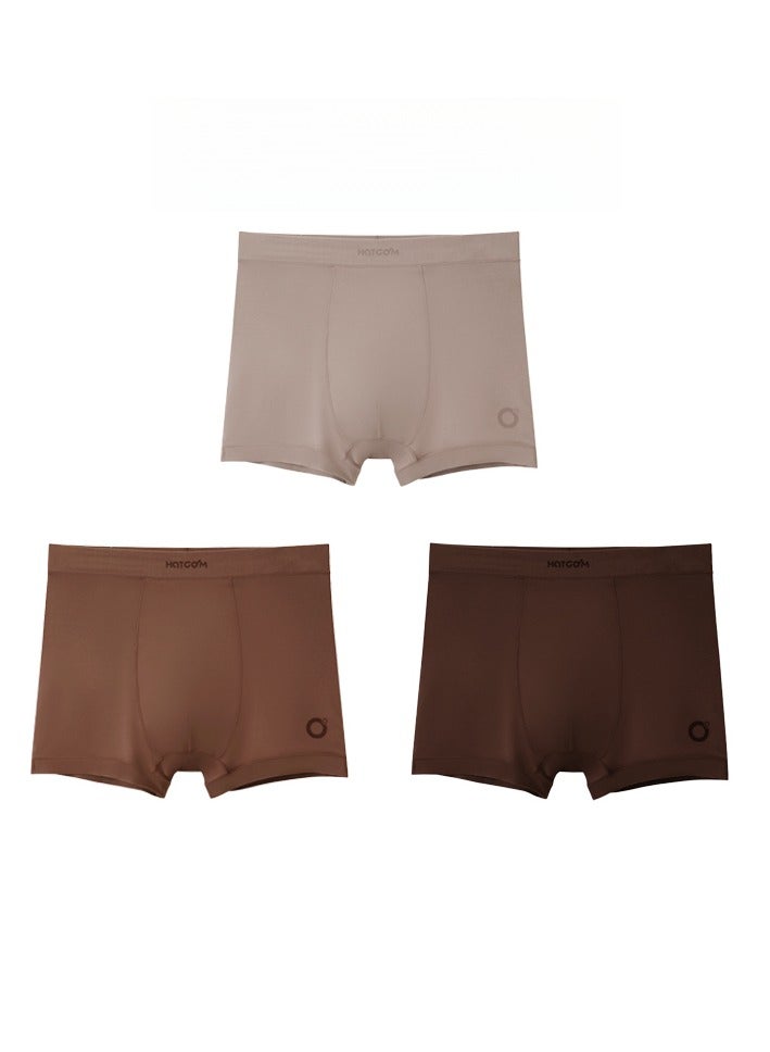 3 pcs Ice Silk Men's Boxer Briefs Underwear Ice Feeling Summer Thin Breathable Fashion Pattern Boxer Underwear Casual Breathable Soft And Comfortable Boxer Underwear One Size Stretch Plus Size Classic Briefs
