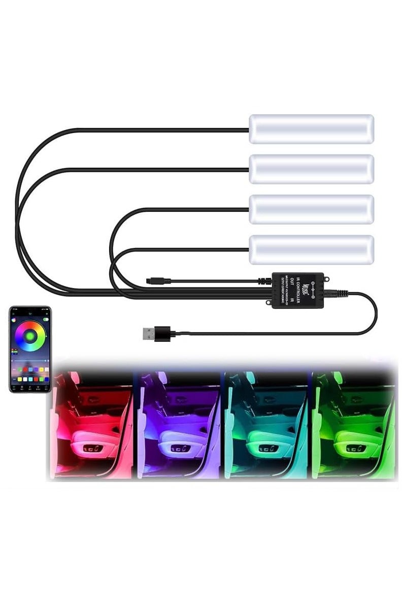 سيارة داخلية LED, مقاومة للماء LED الشريط للسيارة الداخلية, USB Powered Ambient Footwell Lights, ألوان قابلة للتخصيص, سهلة التركيب, عالمية للسيارات, سيارات الرياضة الحرارية, RVs - Image 1
