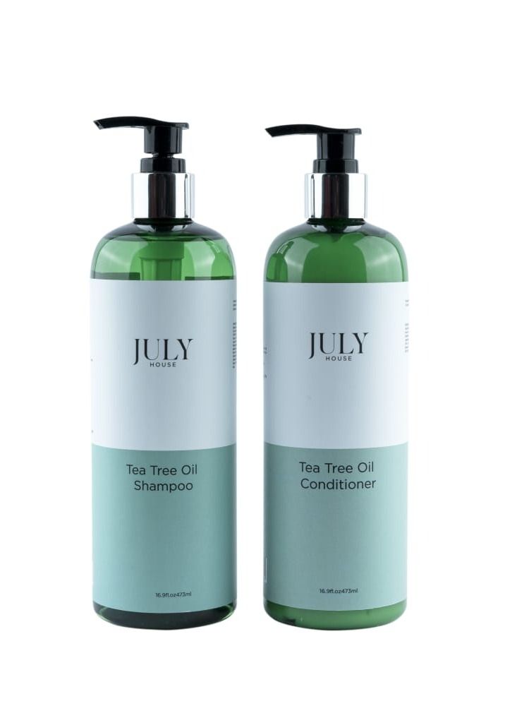 JULY HOUSE Tea Tree Shampoo and Conditioner Set  for Itchy and Dry Scalp Sulfate Free Paraben Free for both women and man. - Image 1
