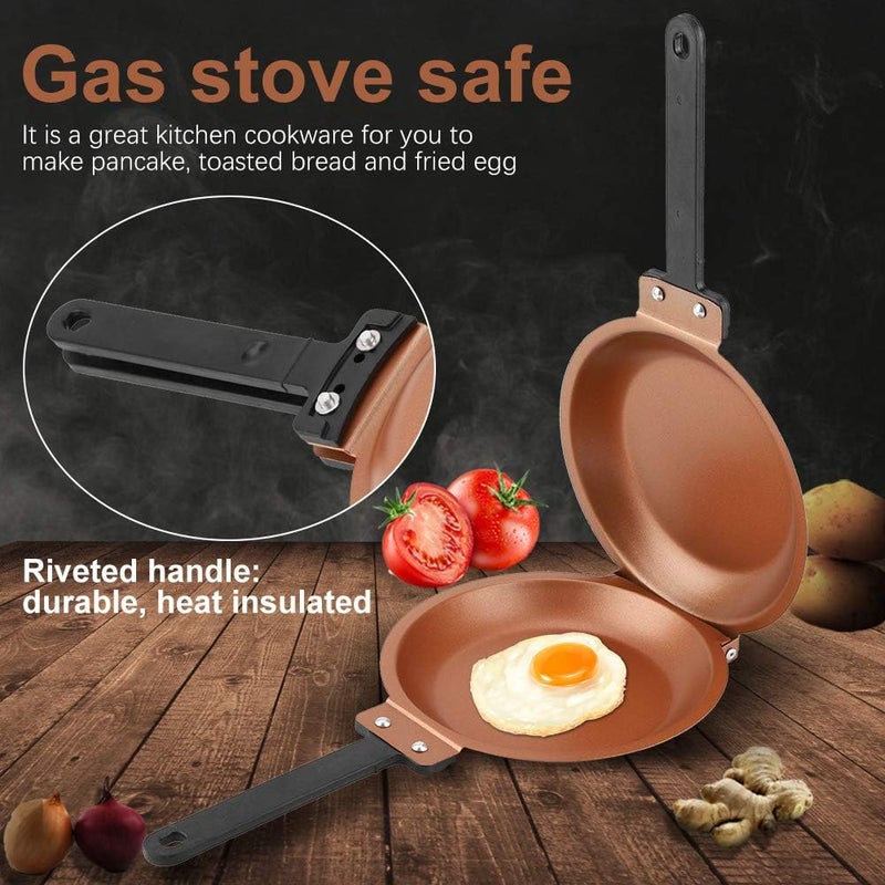 klarako Double Side Frying Pan, Non-stick Frying Pan with Double-sided Flip Design Fried Egg Pancake Pan for Kitchen - Image 3