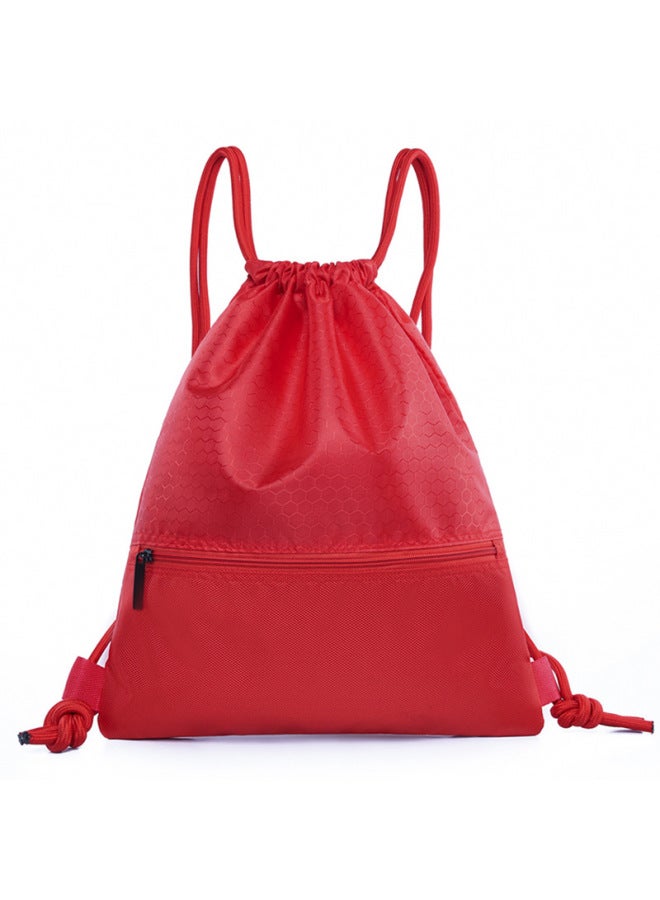Outdoor Basketball Oxford Cloth Bundle Pocket Large Capacity Drawstring Bag Backpack Training Organization Fixed Print LOGO-Color:Red-Capacity:Trumpet - Image 1