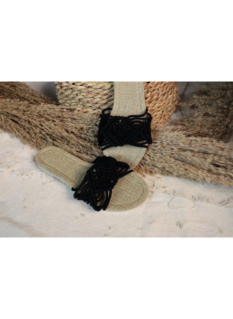 انتيكيانو سليبر مكرمي – تصميم بوهيمي يدوي من القطن – المقاسات40 - Image 1