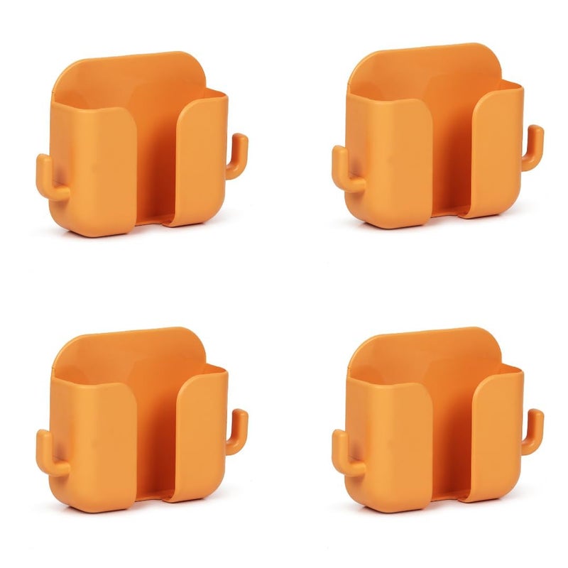 WALLVIEW TECH Wall Mounted Mobile Stand Storage Case for Remote, Wall Mounted Mobile Stand/Multi Purpose Stand with Hole for Phone Charging (Orange)- Pack of 4 - Image 1
