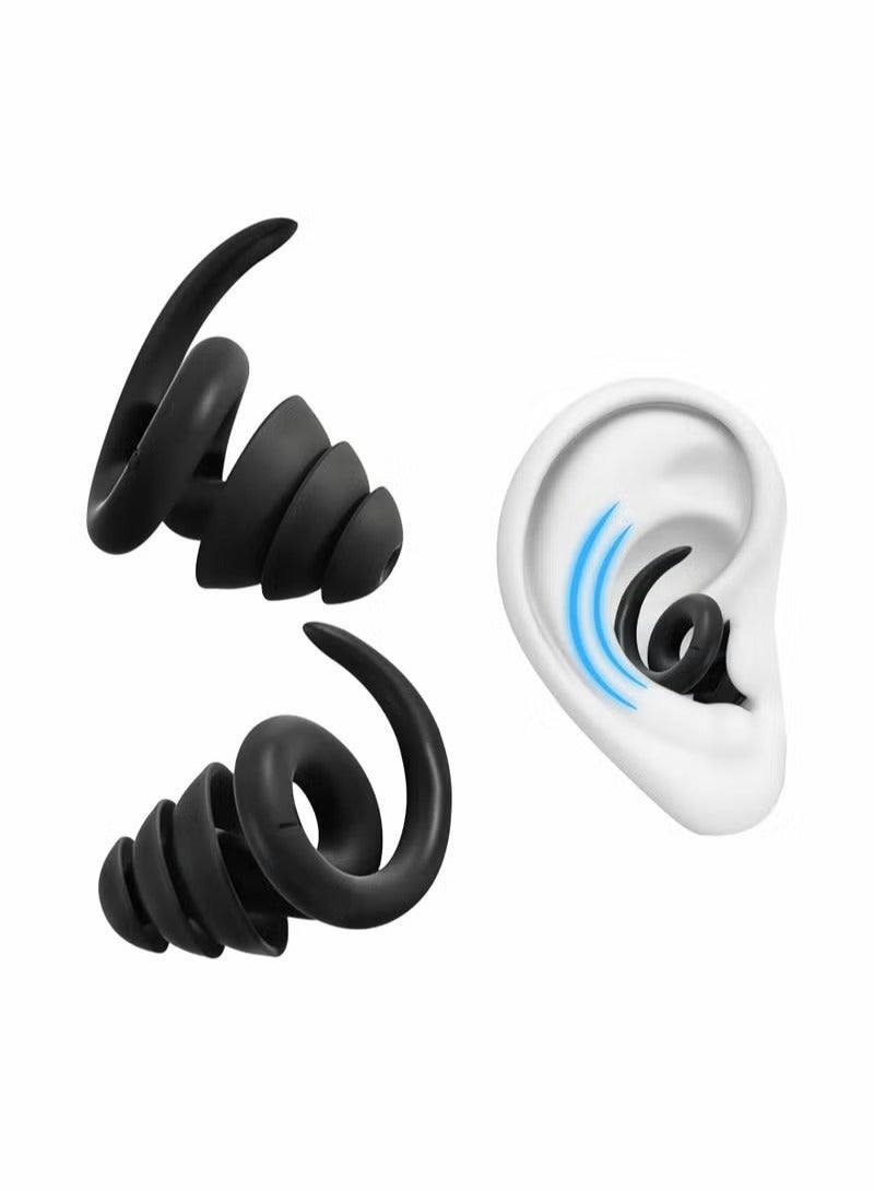 Ear Plugs for Sleeping Noise Cancelling, Reusable and Washable Silicone Earplugs for Noise Reduction, Sound Blocking Ear Plugs for Sleep, Concert, Snoring, Work, Swimming, Shooting Range (Black)