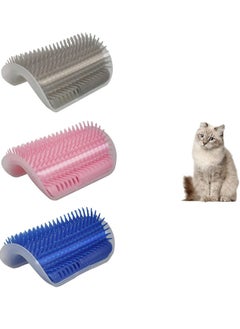 ROYALPOLAR 2Pack Cat Self Groomer, Soft Cat Face Massager with Catnip Pouch, Cat Grooming Brushes Comfort Cat Rubbing Post Cozy Wall Corner Scratcher Comb Cat Corner Face Scratcher (Gray)