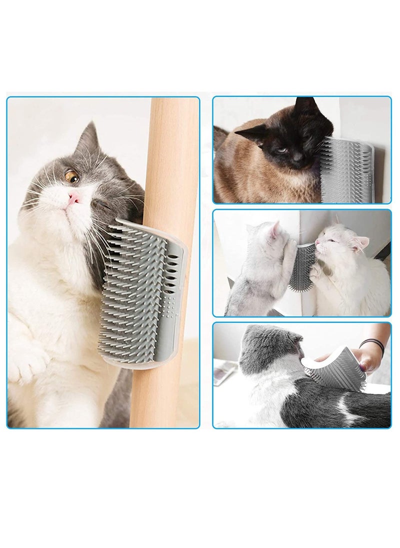 Royal Polar - ROYALPOLAR 2Pack Cat Self Groomer, Soft Cat Face Massager with Catnip Pouch, Cat Grooming Brushes Comfort Cat Rubbing Post Cozy Wall Corner Scratcher Comb Cat Corner Face Scratcher (Gray) - Image 1