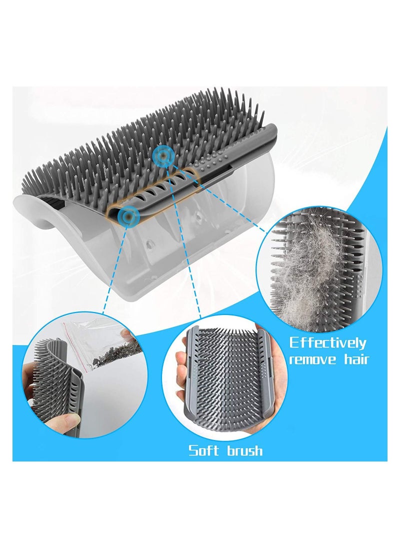 Royal Polar - ROYALPOLAR 2Pack Cat Self Groomer, Soft Cat Face Massager with Catnip Pouch, Cat Grooming Brushes Comfort Cat Rubbing Post Cozy Wall Corner Scratcher Comb Cat Corner Face Scratcher (Gray) - Image 1