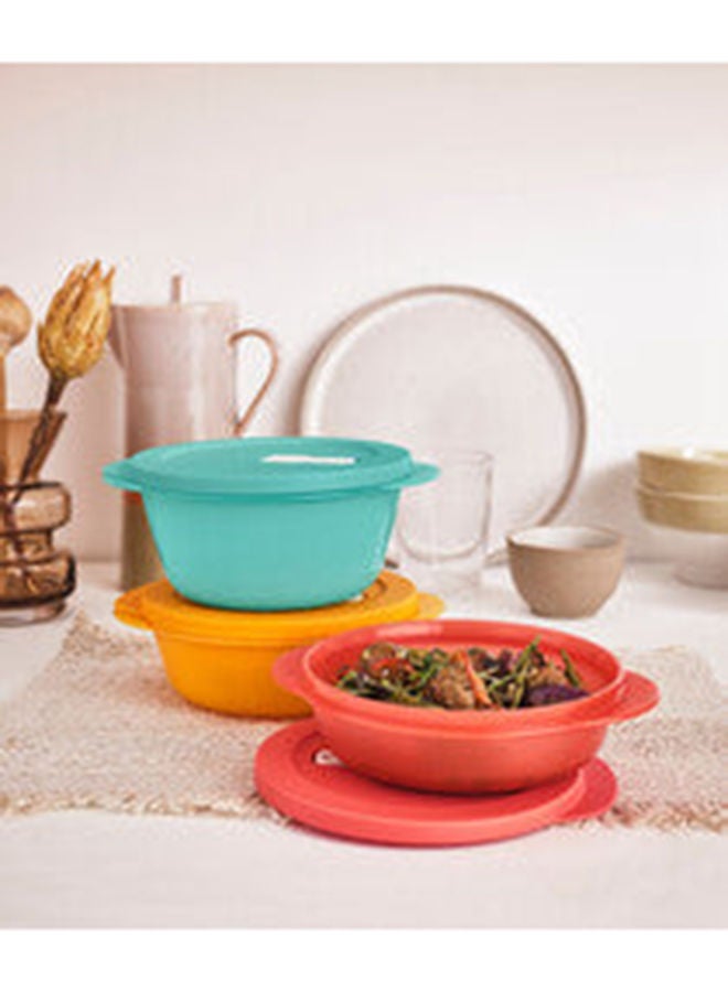 توبروير طقم أوعية تابروير 3 قطع للتخزين والتقديم والاستخدام المباشر، آمنة للغسالة والميكروويف – متعددة الألوان، حجم كبير (1 لتر، 1.5 لتر و2 لتر) - Image 2