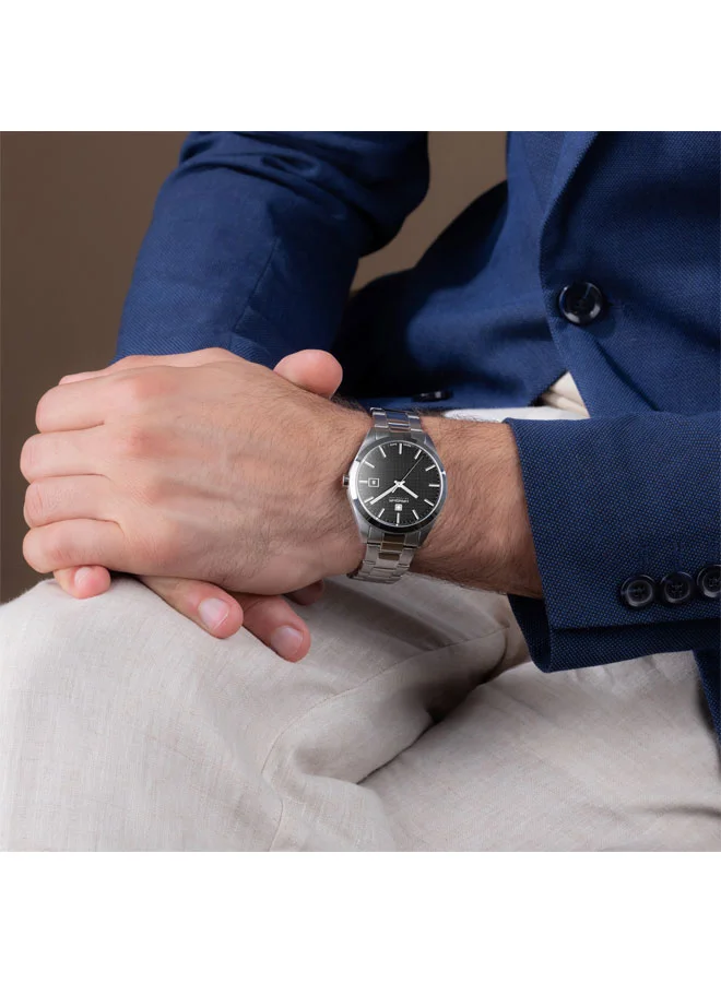 Hanowa  Marsens Black Dial Silver Stainless Steel Bracelet Analog Watch for Men 40mm for Men | Best Price UAE