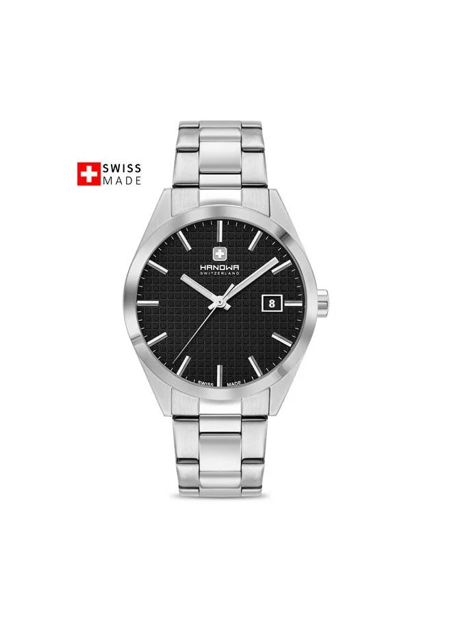 Marsens Black Dial Silver Stainless Steel Bracelet Analog Watch for Men 40mm