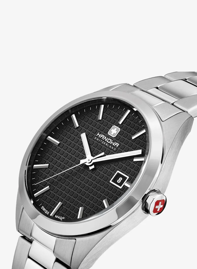 Hanowa  Marsens Black Dial Silver Stainless Steel Bracelet Analog Watch for Men 40mm for Men | Best Price UAE