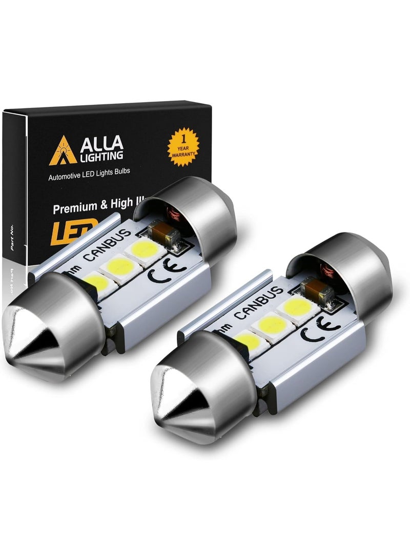 Alla Lighting 31mm DE3021 DE3022 7065 LED Festoon Bulbs, 6000K Xenon White DE3175 CAN-Bus Interior Dome, Map, Trunk, Step Courtesy Lights Lamps - Image 1