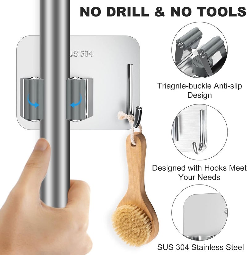 Dargoba Broom Holder,Mounted 1 Pack, mop Holder for,Broom Holder, self Adhesive Holder Stand to Mount Cleaning Brush Stick Hanger, Wiper Organizer Storage, for Bathroom & Home - Image 3