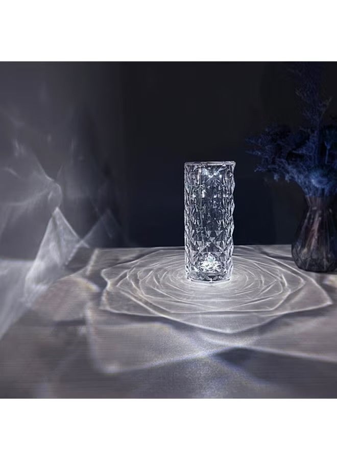 مصباح طاولة أكريليك ماسي الشكل، تحكم باللمس - 3 ألوان إضاءة، مصباح ليلي LED قابل للتعتيم، مصباح سرير مزخرف بتصميم كريستالي - أبيض - Image 3