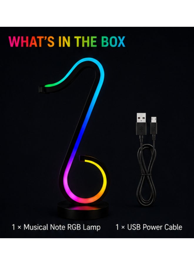 RGB Musical Note Lamp – 16 Million Colors LED Mood Light, Music Sync, Adjustable Brightness, USB Powered Decorative Desk Lamp for Gaming Room, Bedroom & Home Decor - Image 2