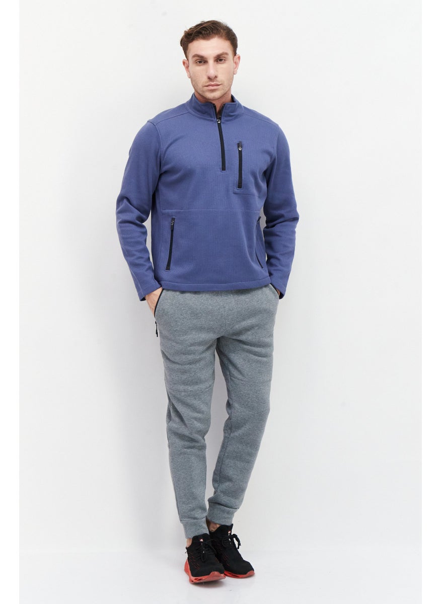 Tailor Vintage - سويت شيرت برقبة مزيفة بأكمام طويلة للرجال، أزرق - Image 1