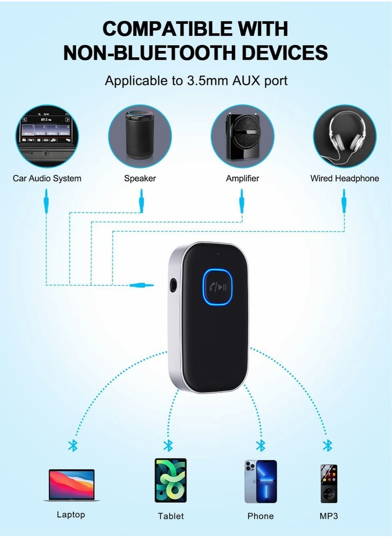 Excefore - Bluetooth Aux Adapter, Car Bluetooth Receiver, Bluetooth 5.0 Noise Cancelling Bluetooth Car Adapter - Image 1