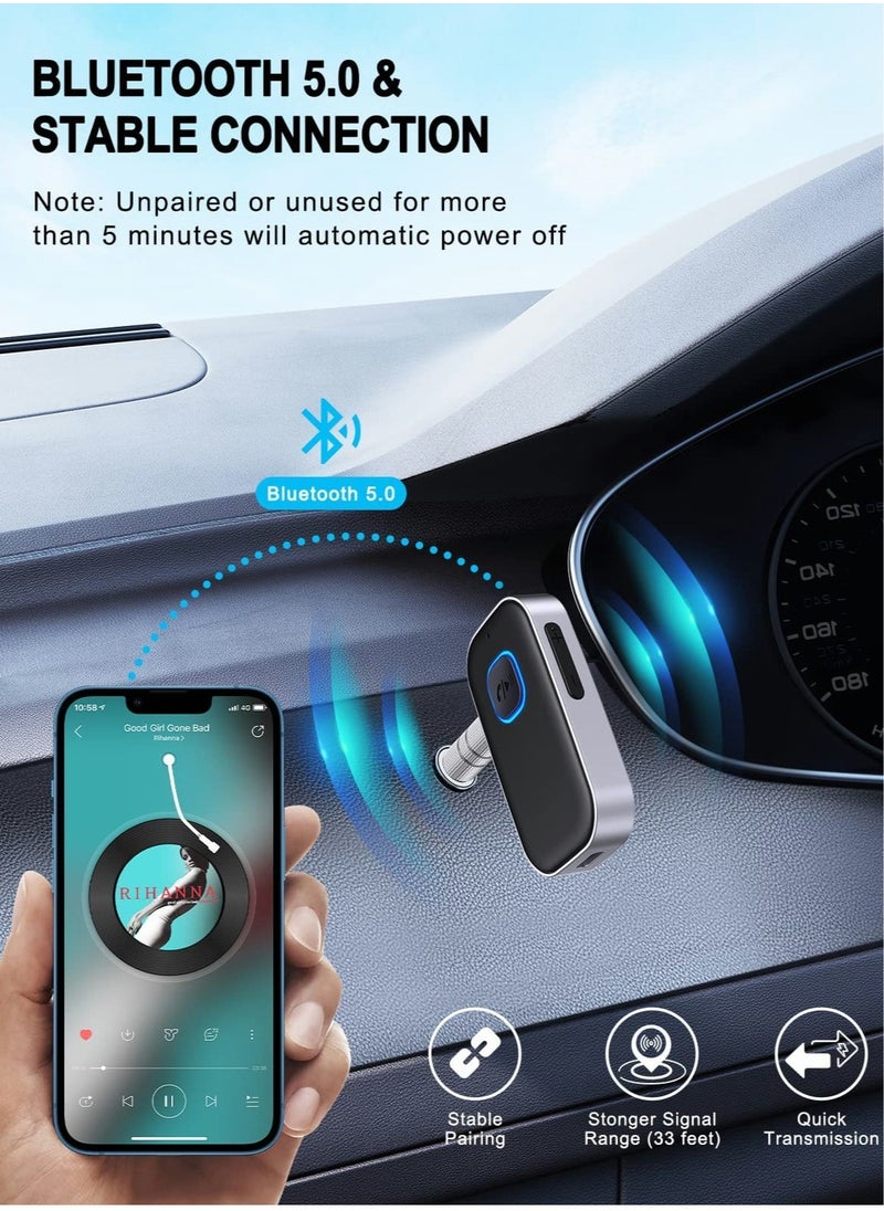 Excefore - Bluetooth Aux Adapter, Car Bluetooth Receiver, Bluetooth 5.0 Noise Cancelling Bluetooth Car Adapter - Image 1