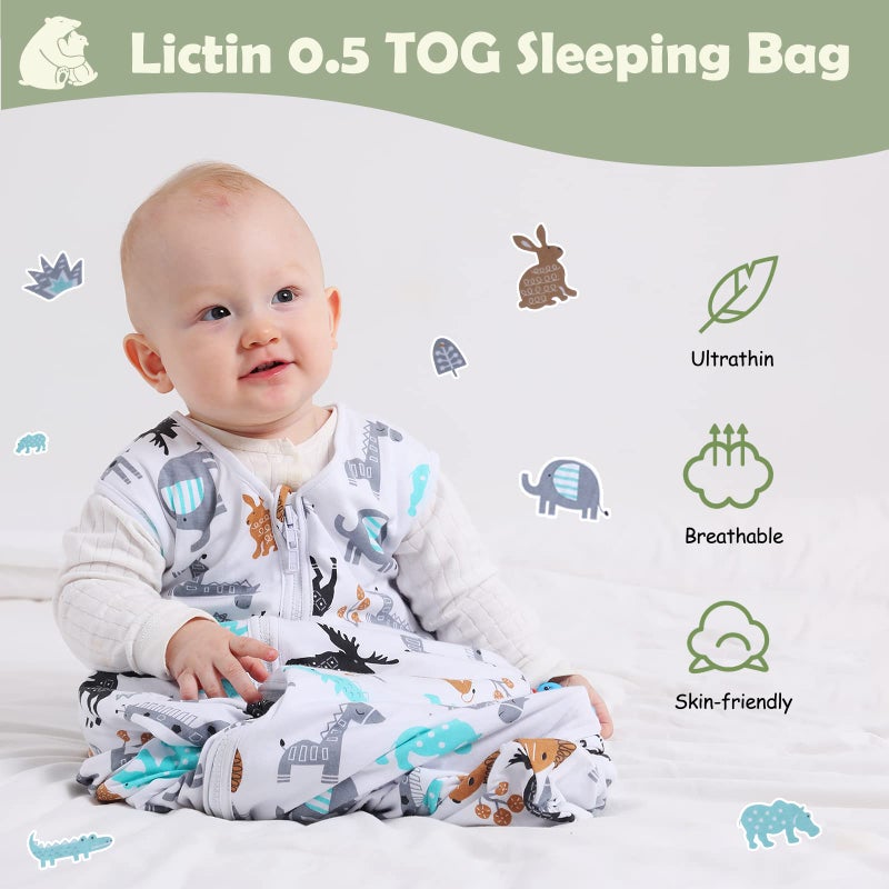 Lictin Baby Sleep Sack 0.5 Tog - 2 Pack Toddler Sleeping Sack 18-36 Months, Summer Baby Sleeping Bag, Sleeveless Baby Wearable Blanket with Adjustable Length and 2-Way Zipper - Image 3