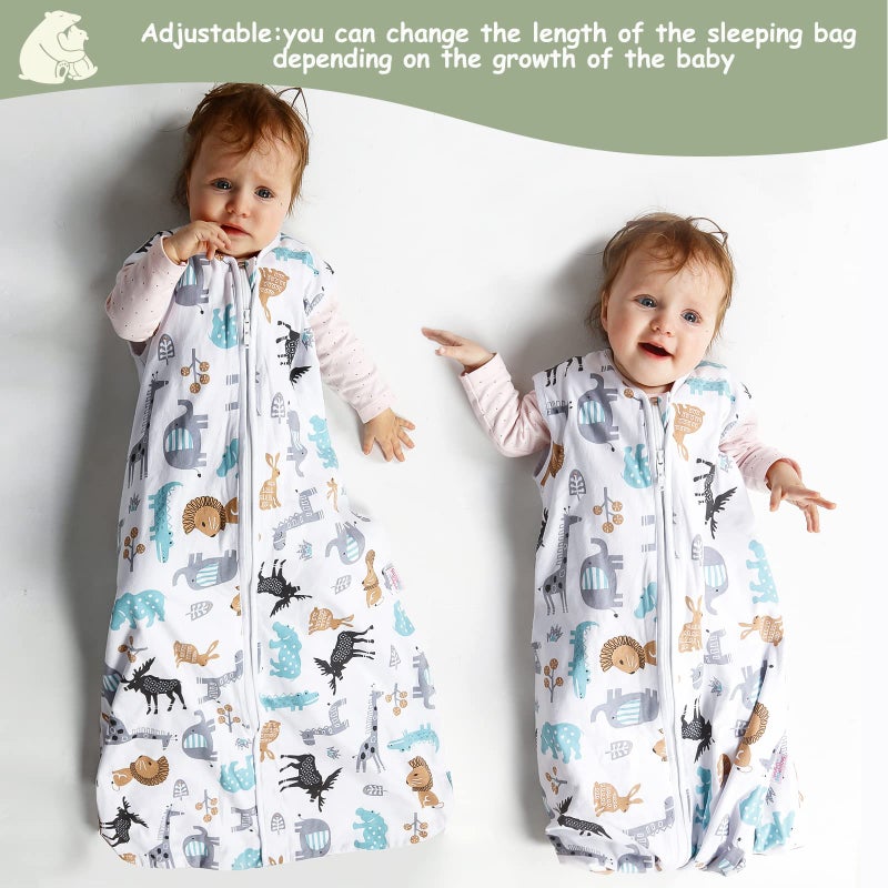 Lictin Baby Sleep Sack 0.5 Tog - 2 Pack Toddler Sleeping Sack 18-36 Months, Summer Baby Sleeping Bag, Sleeveless Baby Wearable Blanket with Adjustable Length and 2-Way Zipper - Image 5