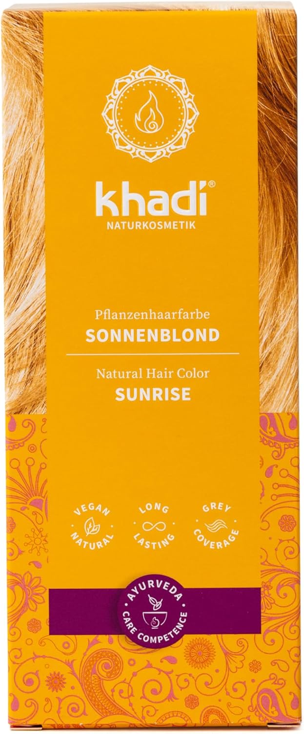 khadi SUNRISE Natural Hair colour Hair colour for shiny honey blonde to summery sun blonde 100 herbal natural 100g