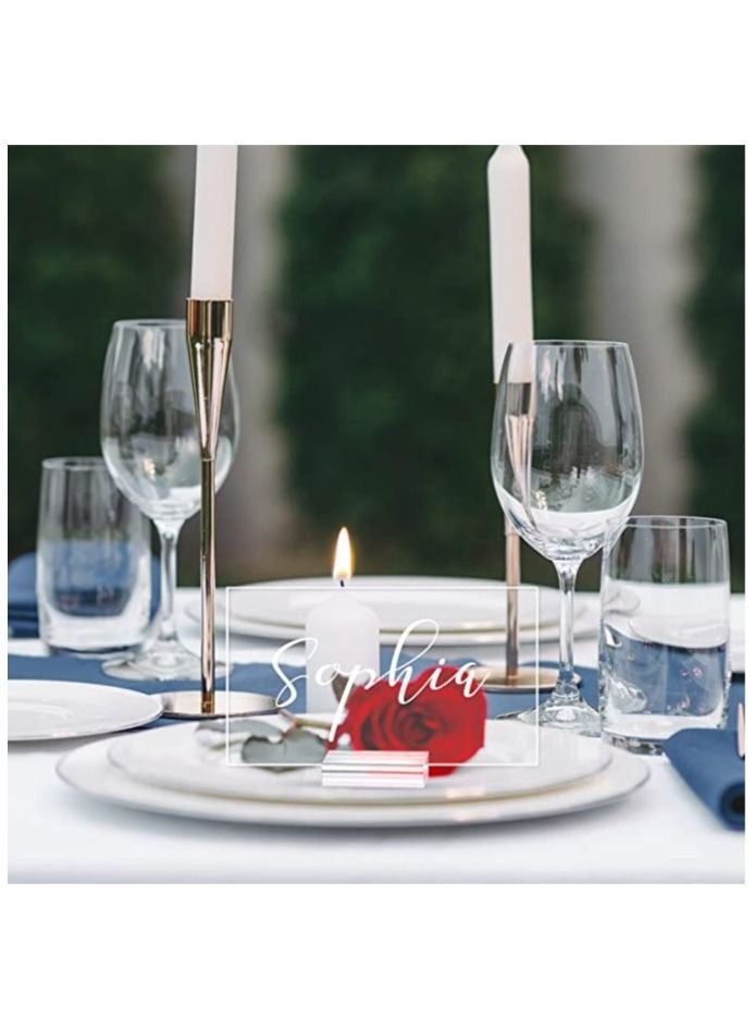 Forest Home 12pcs acrylic stand transparent position card holder, 50*30*10mm acrylic sign holder, table number holder card display stand, suitable for postcard photo wedding party event office business meeting - Image 5