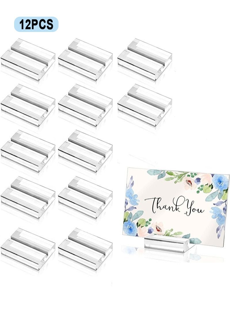 Forest Home 12pcs acrylic stand transparent position card holder, 50*30*10mm acrylic sign holder, table number holder card display stand, suitable for postcard photo wedding party event office business meeting - Image 1