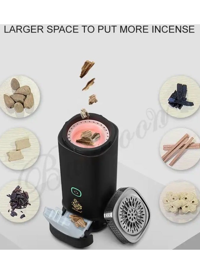Bukhoon - Upgraded Electronic Car Incense Burner with Oud Box Storage and Lock Safety Function Gray Color - Image 1