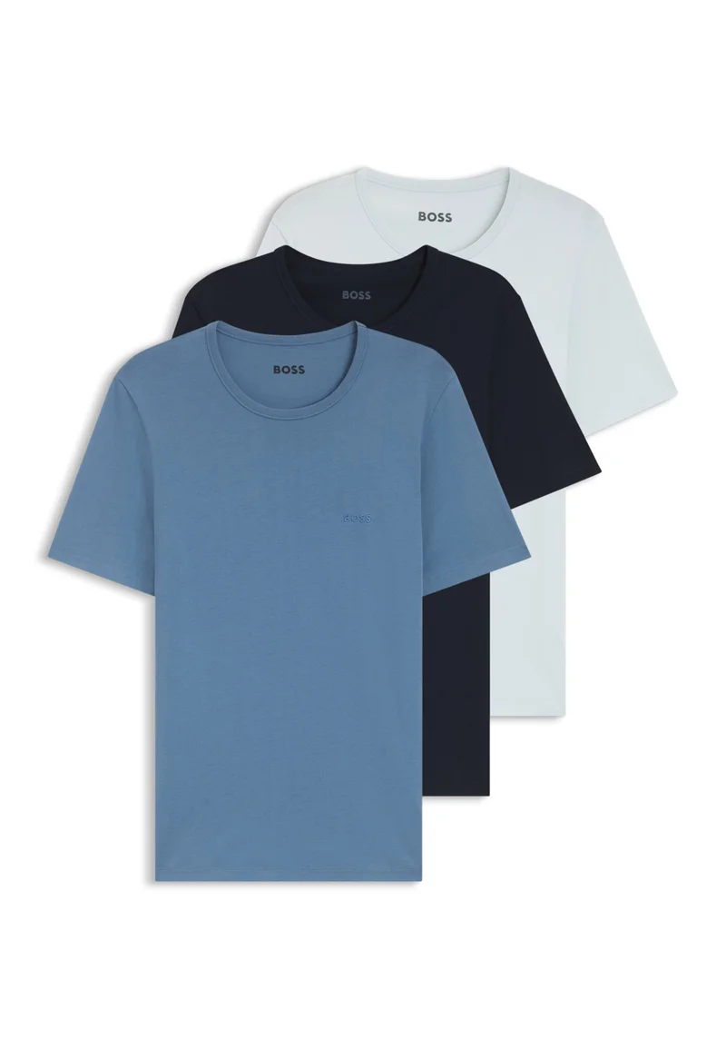 BOSS Three-pack of cotton T-shirts with logo embroidery