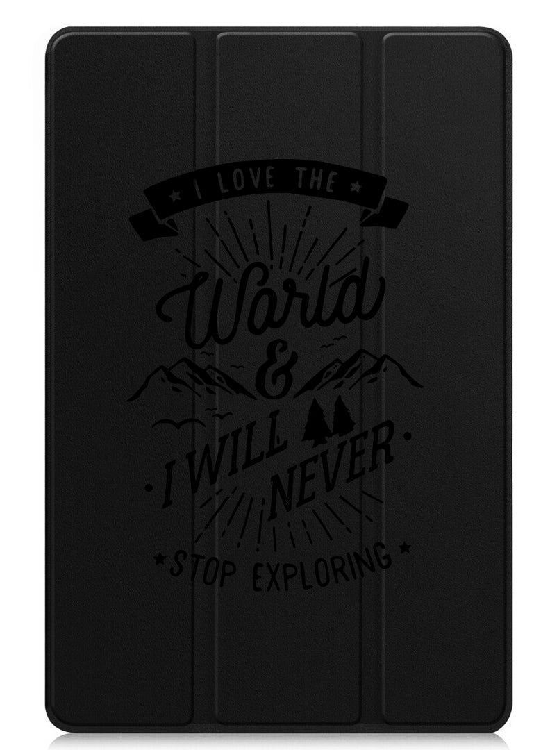 Theodor Protective Flip Case For Huawei MatePad SE 11 (2024) With Trifold Stand Auto Wake Sleep Shockproof Cover I love the world - Image 1