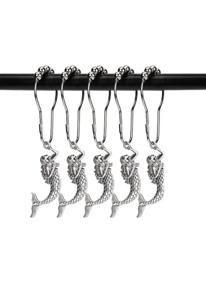 مجموعة من 12 خطاف ستارة من سبيكة الزنك بتصميم أنيق تحت الماء وحلقات نوافذ متينة - Image 3