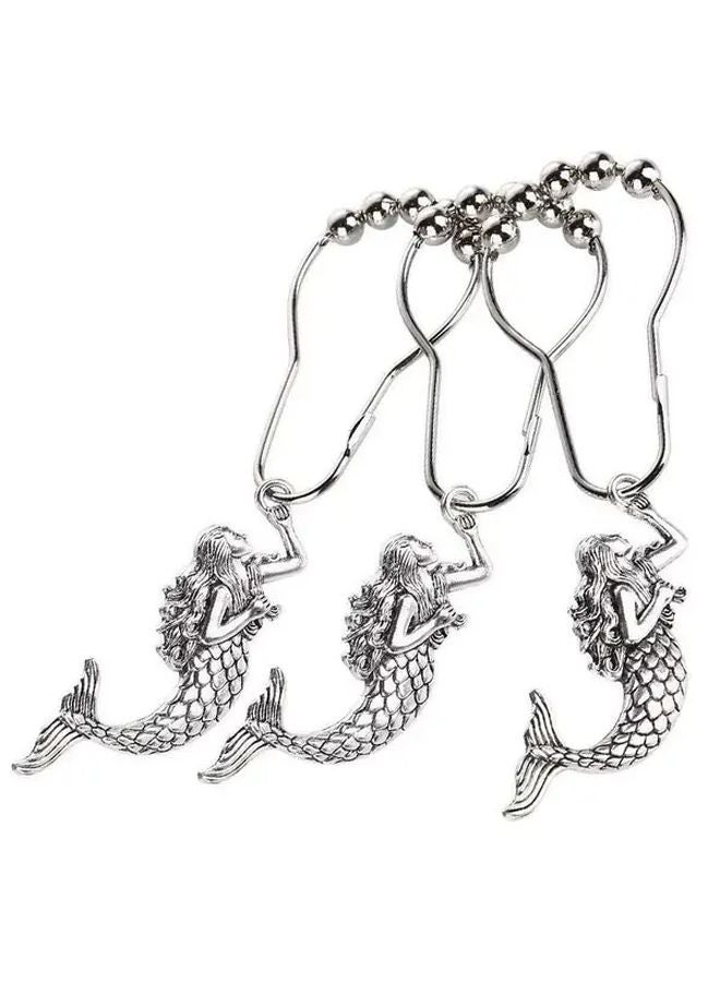 مجموعة من 12 خطاف ستارة من سبيكة الزنك بتصميم أنيق تحت الماء وحلقات نوافذ متينة - Image 2