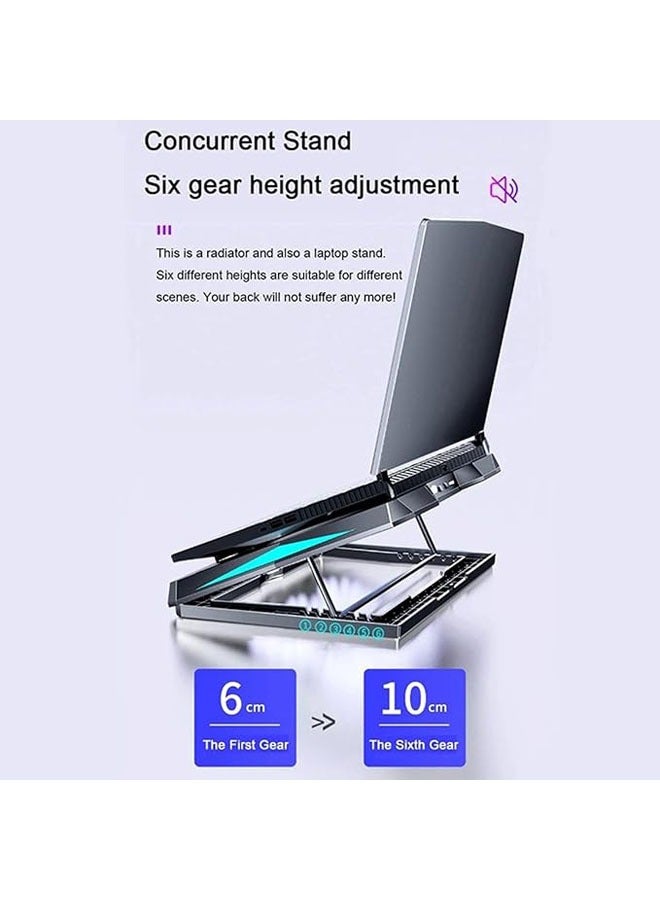 General Gaming Laptop Cooler Laptop Cooling Pad 6 Noiseless Fan Air Cooled Foldable Laptop Desktop Cooling Rack  - Image 3