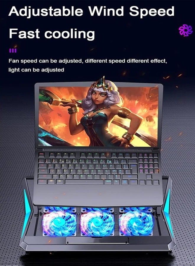 General Gaming Laptop Cooler Laptop Cooling Pad 6 Noiseless Fan Air Cooled Foldable Laptop Desktop Cooling Rack  - Image 5