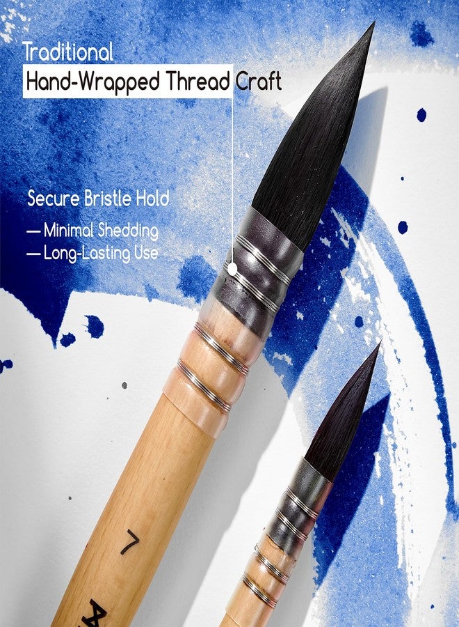 MEEDEN Watercolor Brushes Professional - 9 Pack Synthetic Squirrel Hair Artist Paint Brushes Set with Beech Wood Handle Great for Artists Hobbyists - Image 2