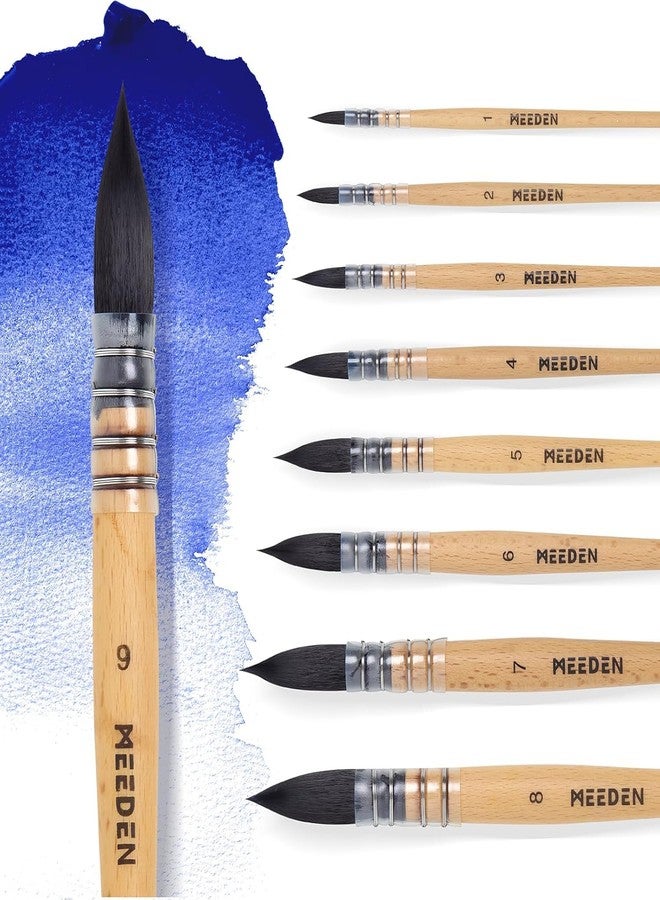 MEEDEN Watercolor Brushes Professional - 9 Pack Synthetic Squirrel Hair Artist Paint Brushes Set with Beech Wood Handle Great for Artists Hobbyists - Image 1