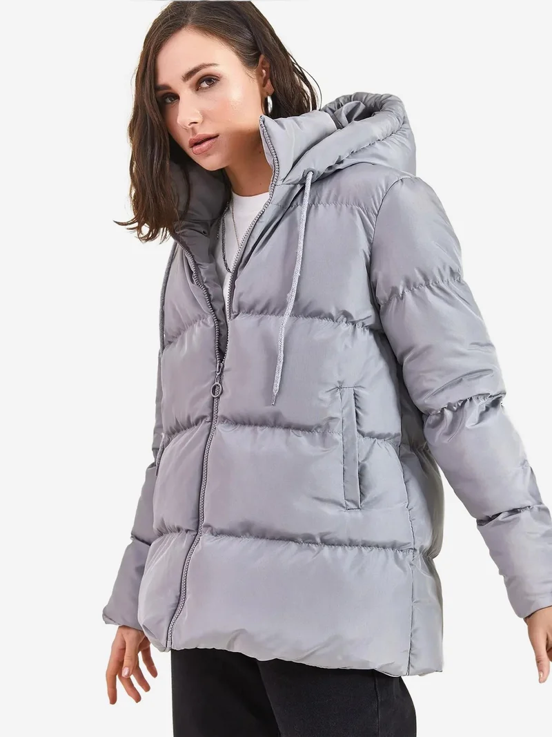Bianco Lucci LUCCI Hooded Thick Puffer Down Coat