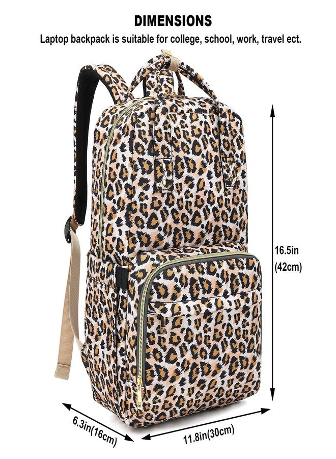 Kouxunt Laptop Backpack College Bookbag School Backpack for Women Girls, Travel Backpack 15.6 Inch Computer Backpacks, Leopard, Large - Image 5