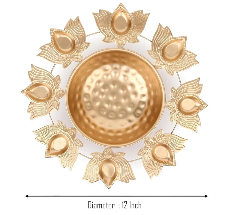 Lotus Shape Urli Bowl Diwali Gift Decoration Items for Home Decor Decorative Kamal Diya Bowl 12 Inch Size Floating Flowers and Tea Light Candles Home urli  - Image 2